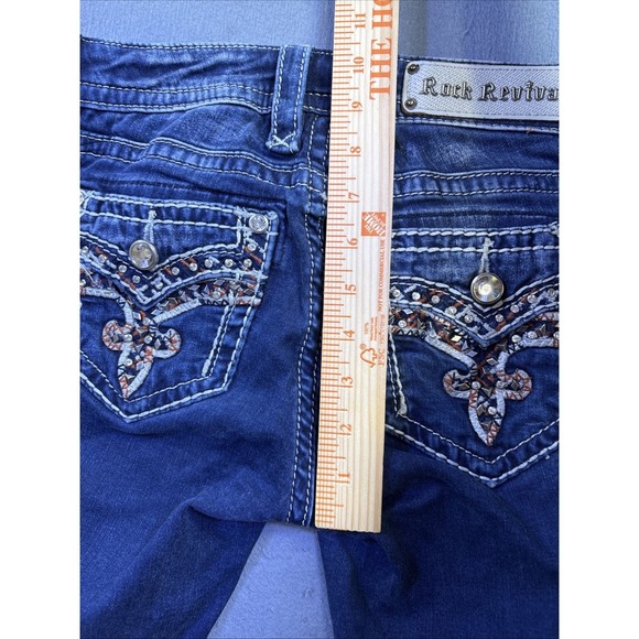 Rock Revival Denim - Rock Revival JEANS NICCI WOMENS 24 Mid-Rise Skinny Blue Denim Embellished